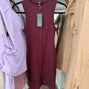 Wild Fable Maroon Button-Down Midi Dress